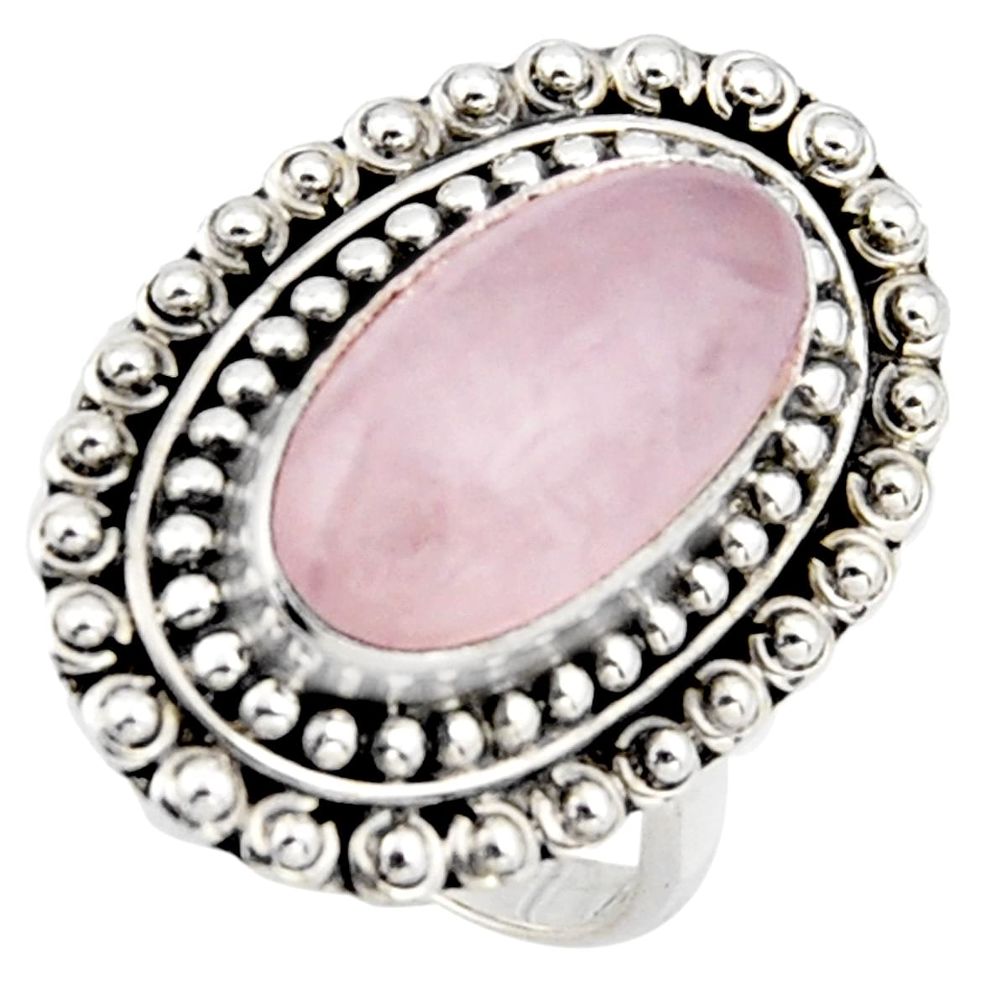 925 silver 6.98cts natural pink rose quartz solitaire ring jewelry size 8 r3644
