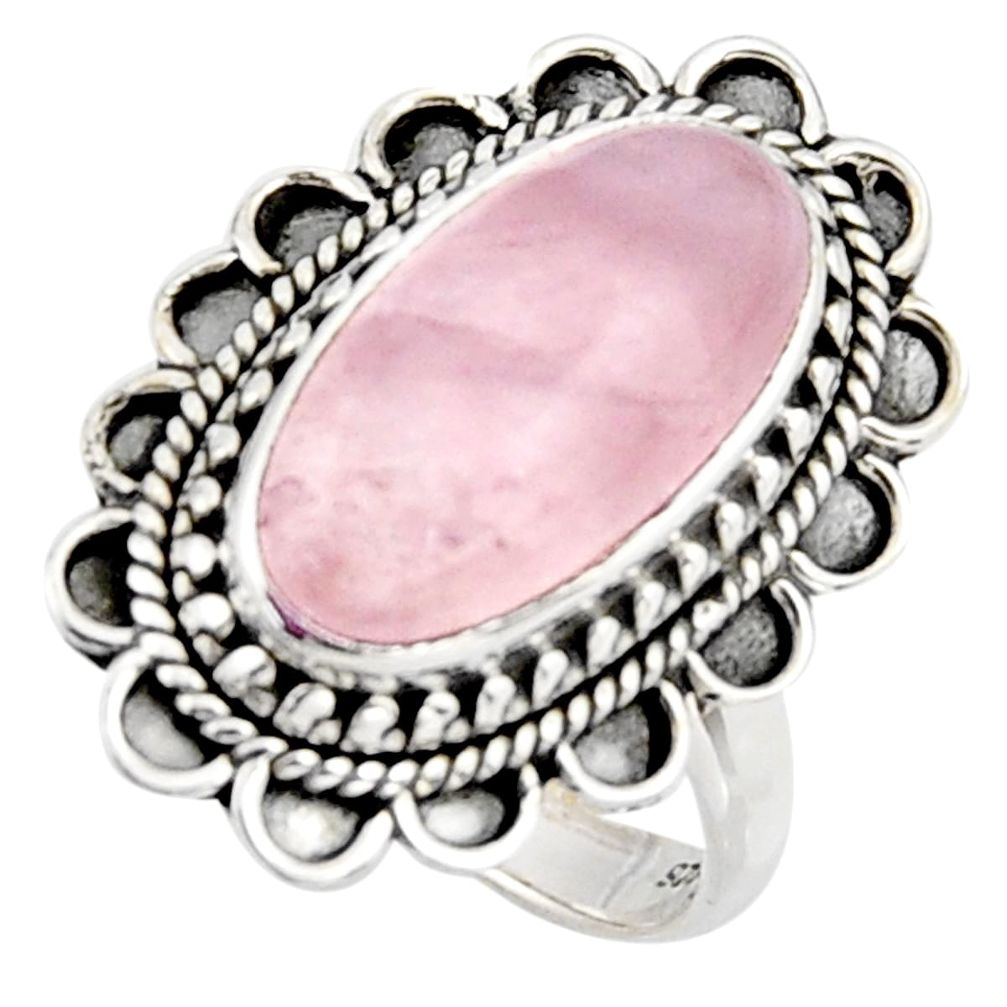 7.35cts natural pink rose quartz 925 silver solitaire ring jewelry size 7 r3645