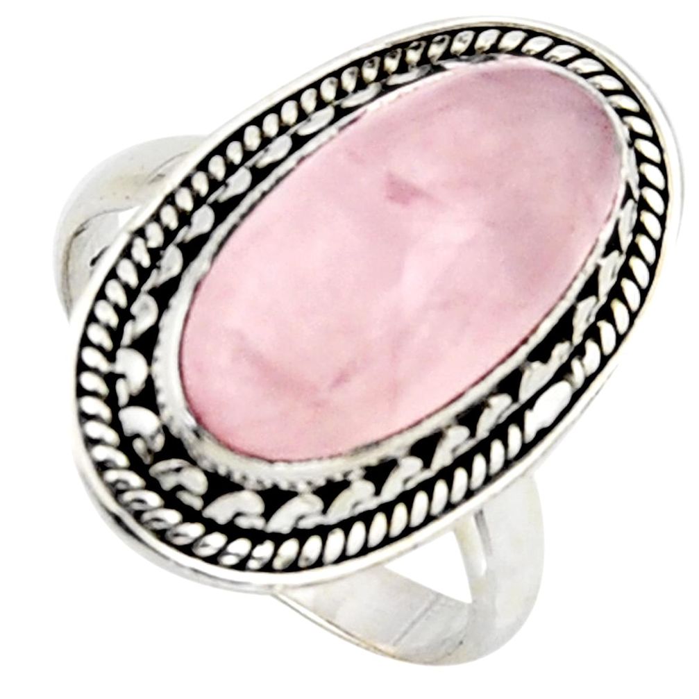 7.12cts natural pink rose quartz 925 silver solitaire ring size 6.5 r3646