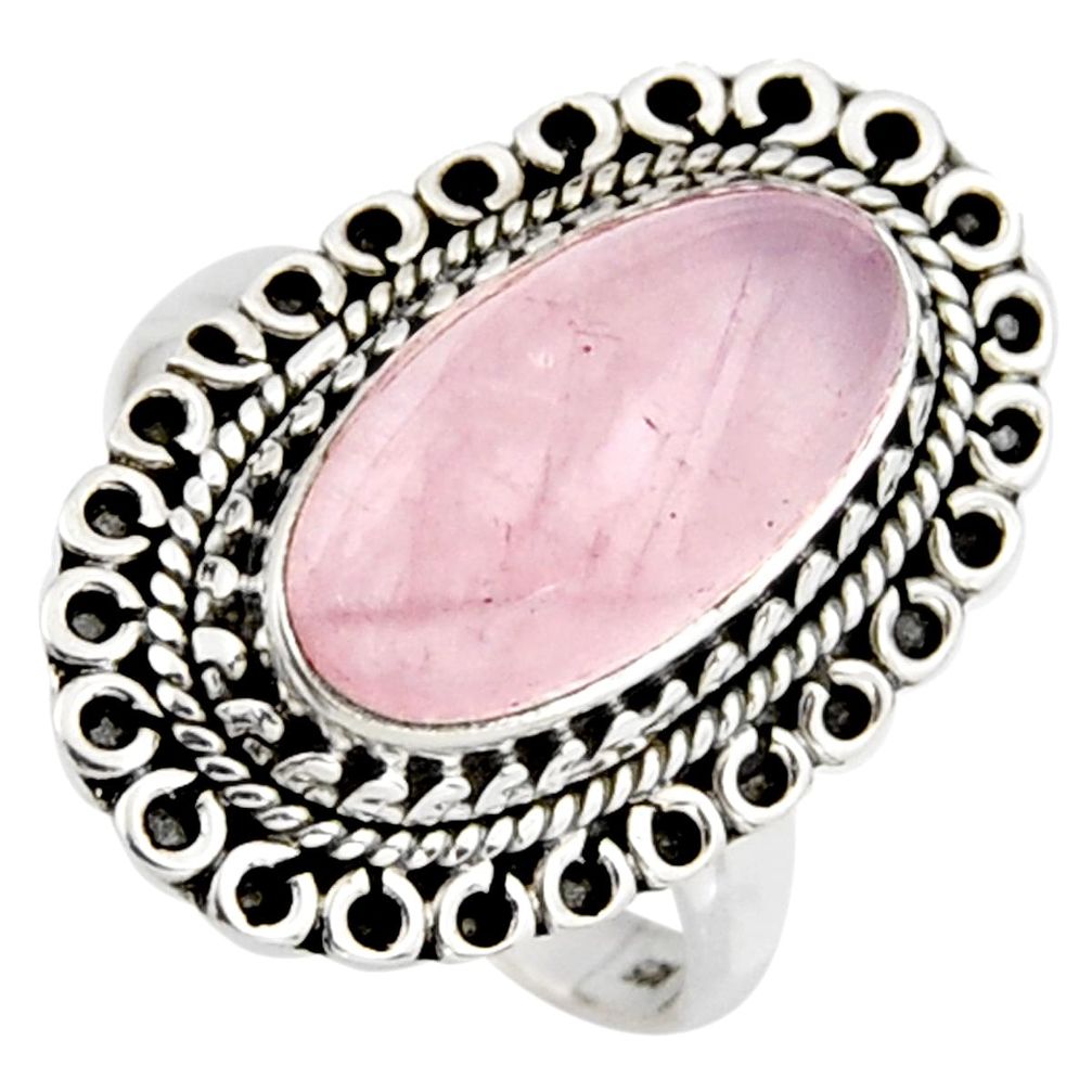 7.51cts natural pink rose quartz 925 silver solitaire ring jewelry size 9 r3647