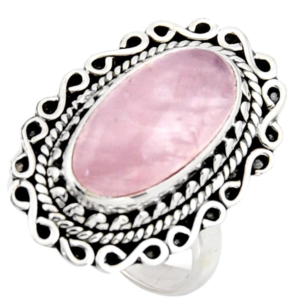 7.22cts natural pink rose quartz 925 silver solitaire ring jewelry size 7 r3648