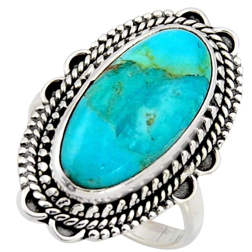 10.02cts blue arizona mohave turquoise 925 silver solitaire ring size 9 r3651