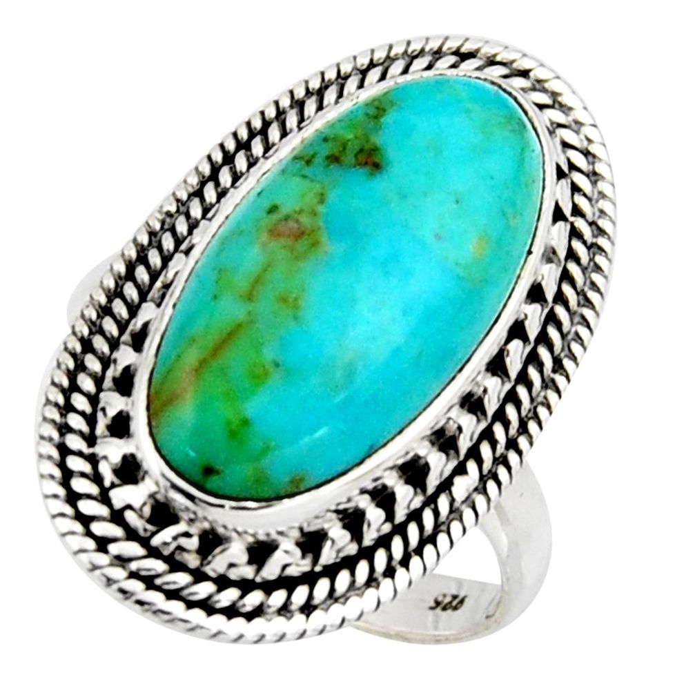 10.70cts blue arizona mohave turquoise 925 silver solitaire ring size 8.5 r3652