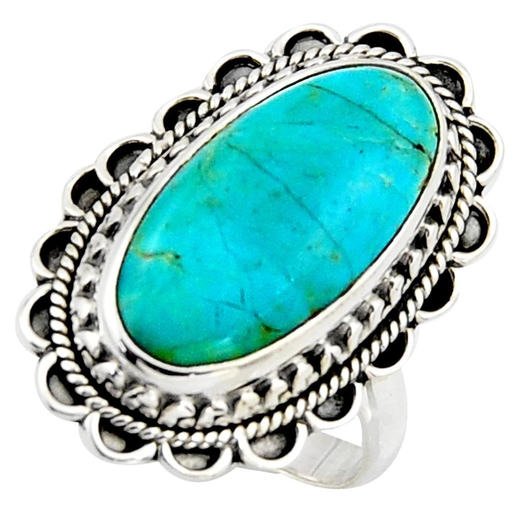 10.02cts blue arizona mohave turquoise 925 silver solitaire ring size 8.5 r3653
