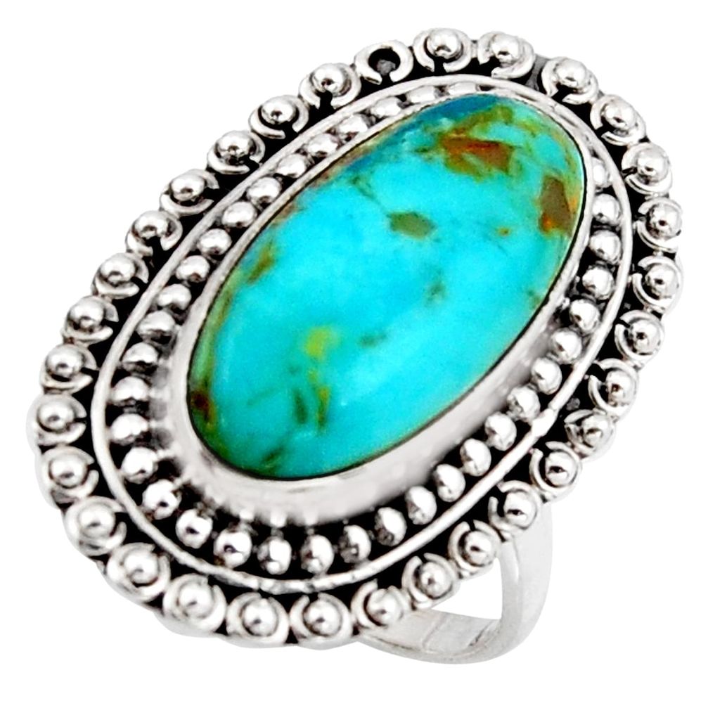 10.89cts blue arizona mohave turquoise 925 silver solitaire ring size 8.5 r3657