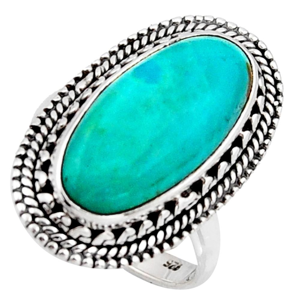 925 silver 10.37cts blue arizona mohave turquoise solitaire ring size 7.5 r3658