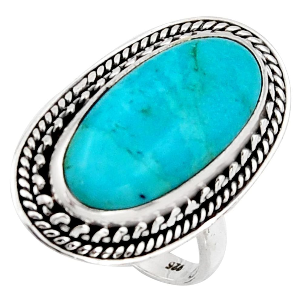 10.02cts blue arizona mohave turquoise 925 silver solitaire ring size 7 r3659