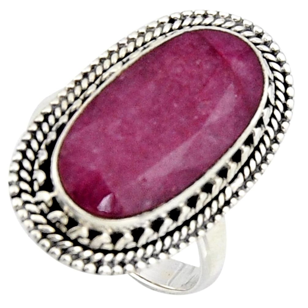 10.89cts natural red ruby 925 sterling silver solitaire ring size 8 r3686
