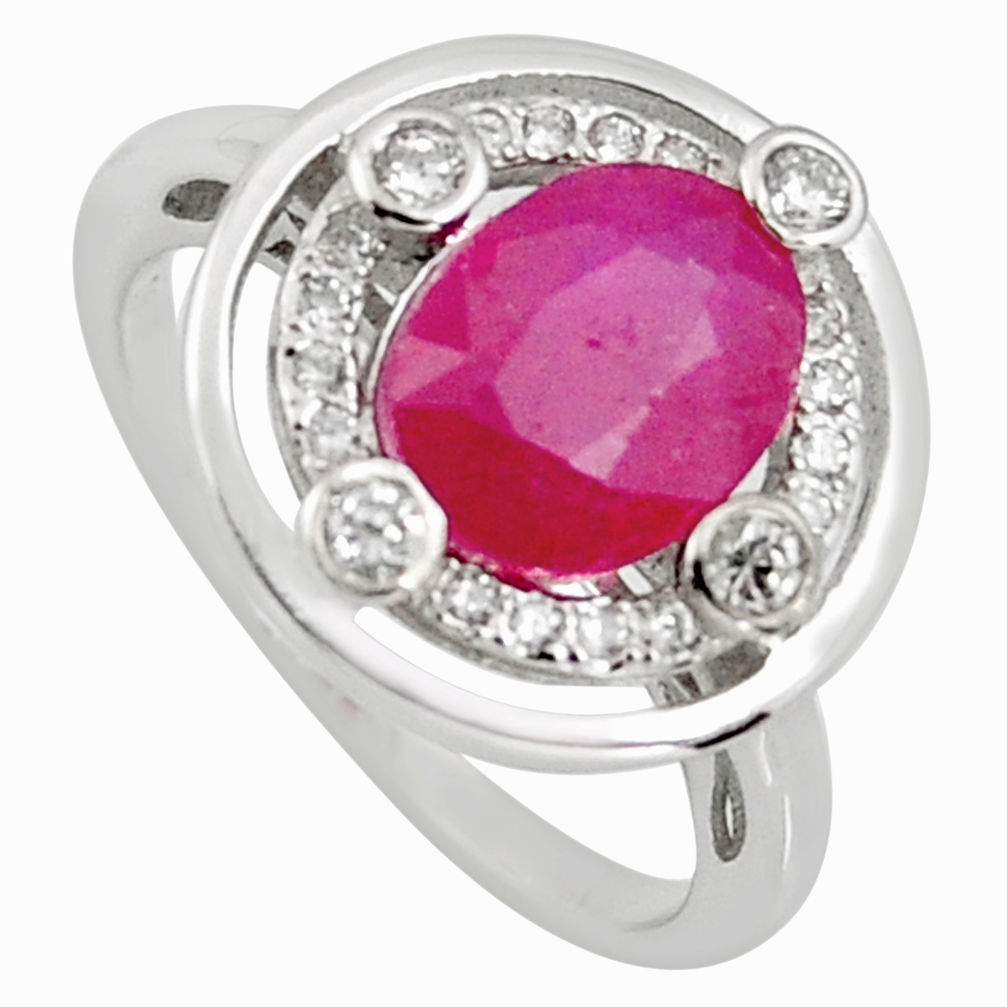 3.13cts natural red ruby cubic zirconia 925 sterling silver ring size 6 r3841