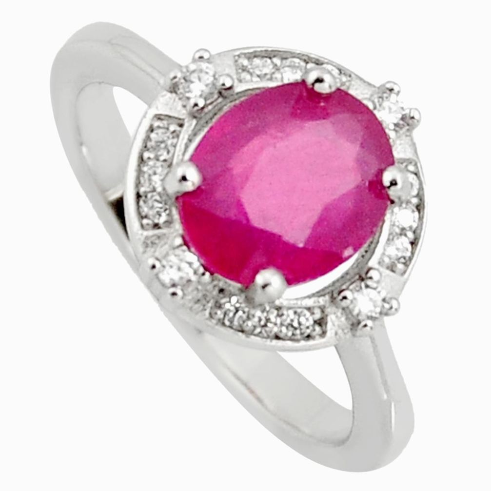 3.32cts natural red ruby cubic zirconia 925 sterling silver ring size 6 r3843