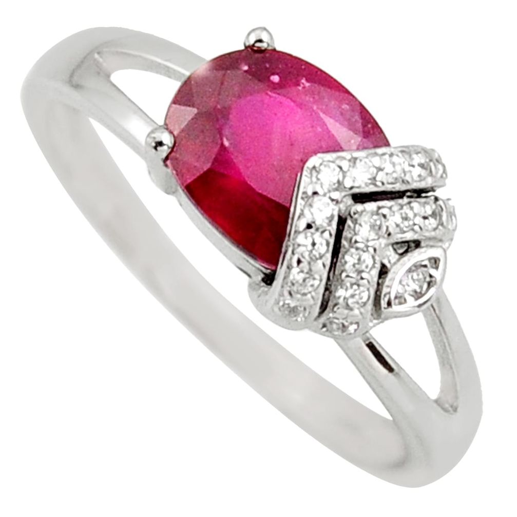 3.69cts natural red ruby cubic zirconia 925 sterling silver ring size 9 r3846