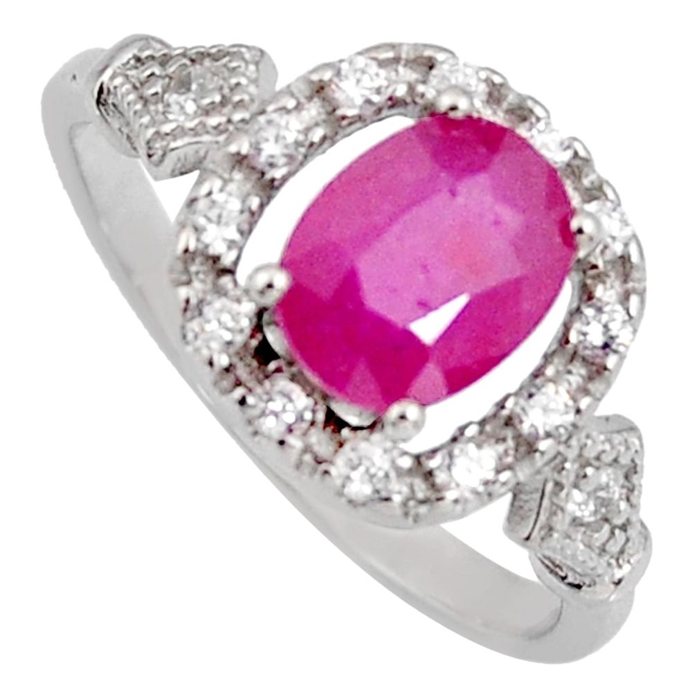 2.95cts natural red ruby cubic zirconia 925 sterling silver ring size 7.5 r3850