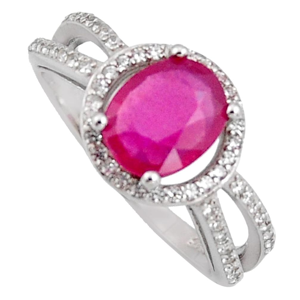 4.08cts natural red ruby cubic zirconia 925 sterling silver ring size 8 r3856