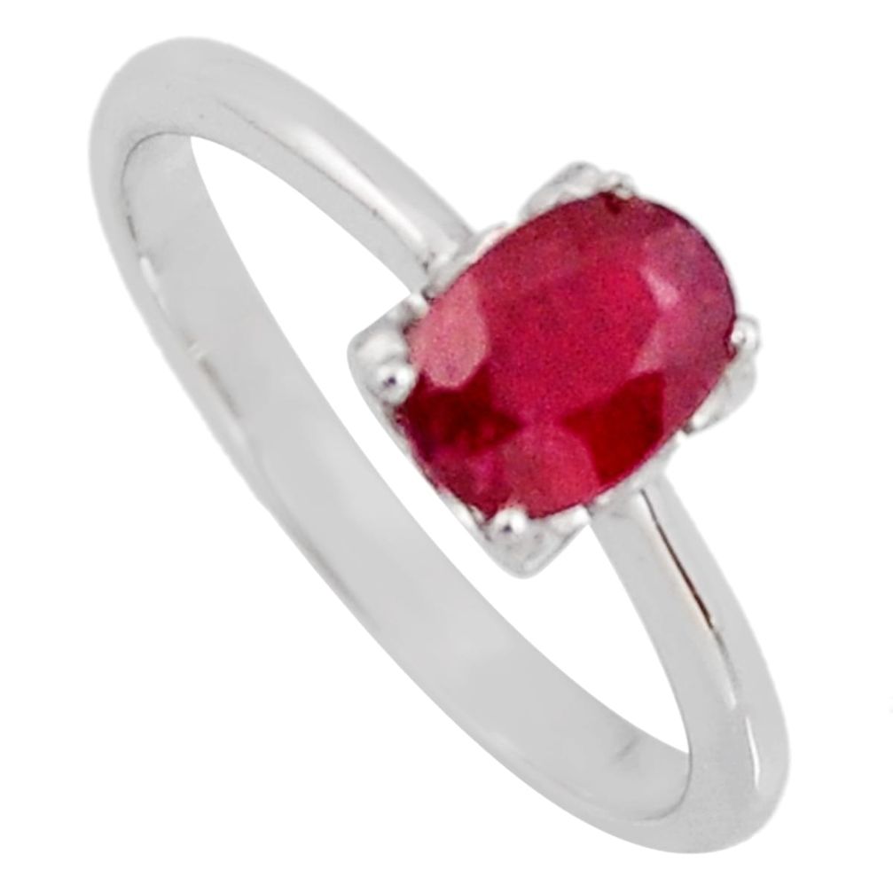 1.58cts natural red ruby cubic zirconia 925 sterling silver ring size 7 r3858