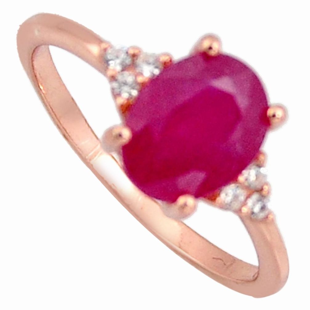 3.42cts natural red ruby cubic zirconia 925 silver 14k gold ring size 7 r3874