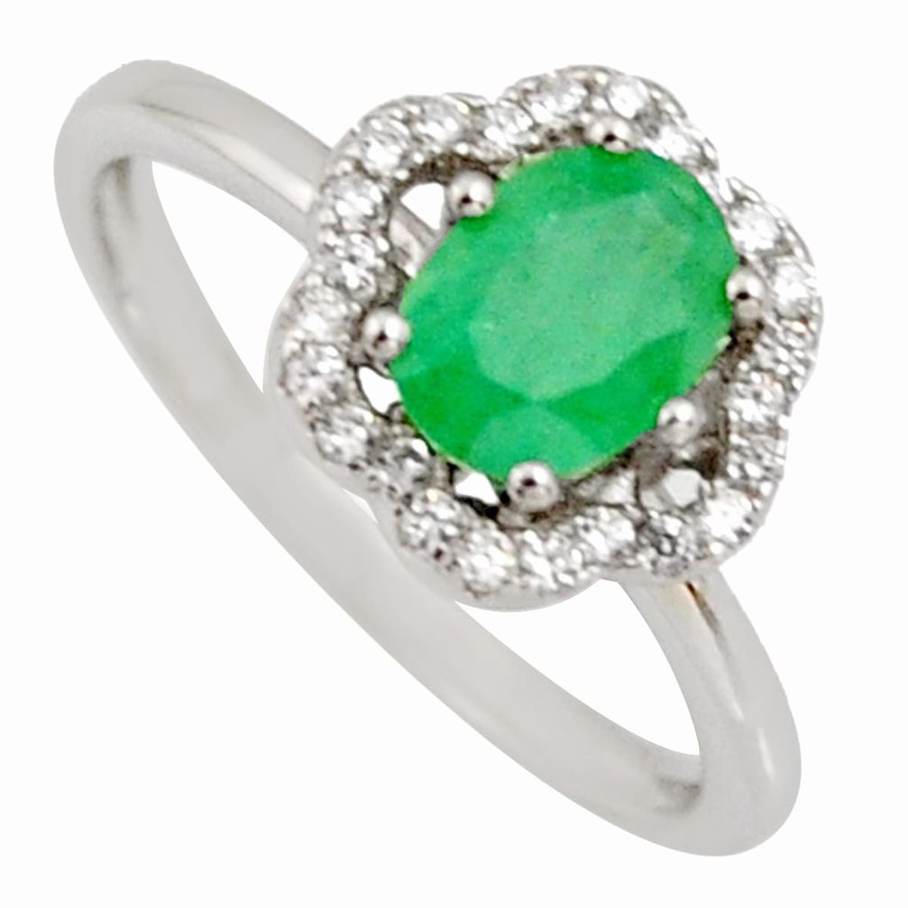 2.54cts natural green emerald cubic zirconia 925 silver ring size 6 r3908