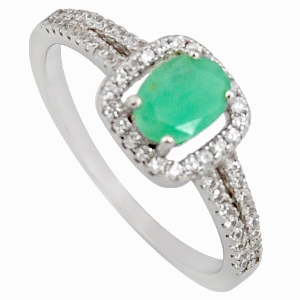 2.57cts natural green emerald cubic zirconia 925 silver ring size 9 r3910