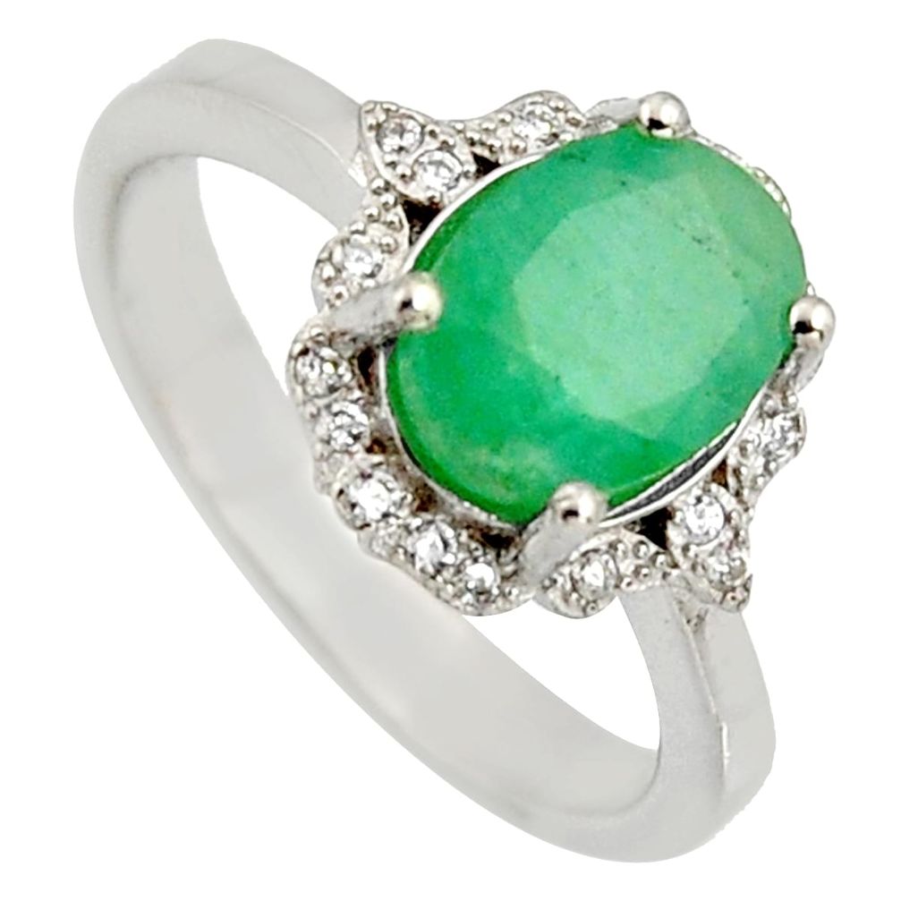 4.52cts natural green emerald cubic zirconia 925 silver ring size 7.5 r3916