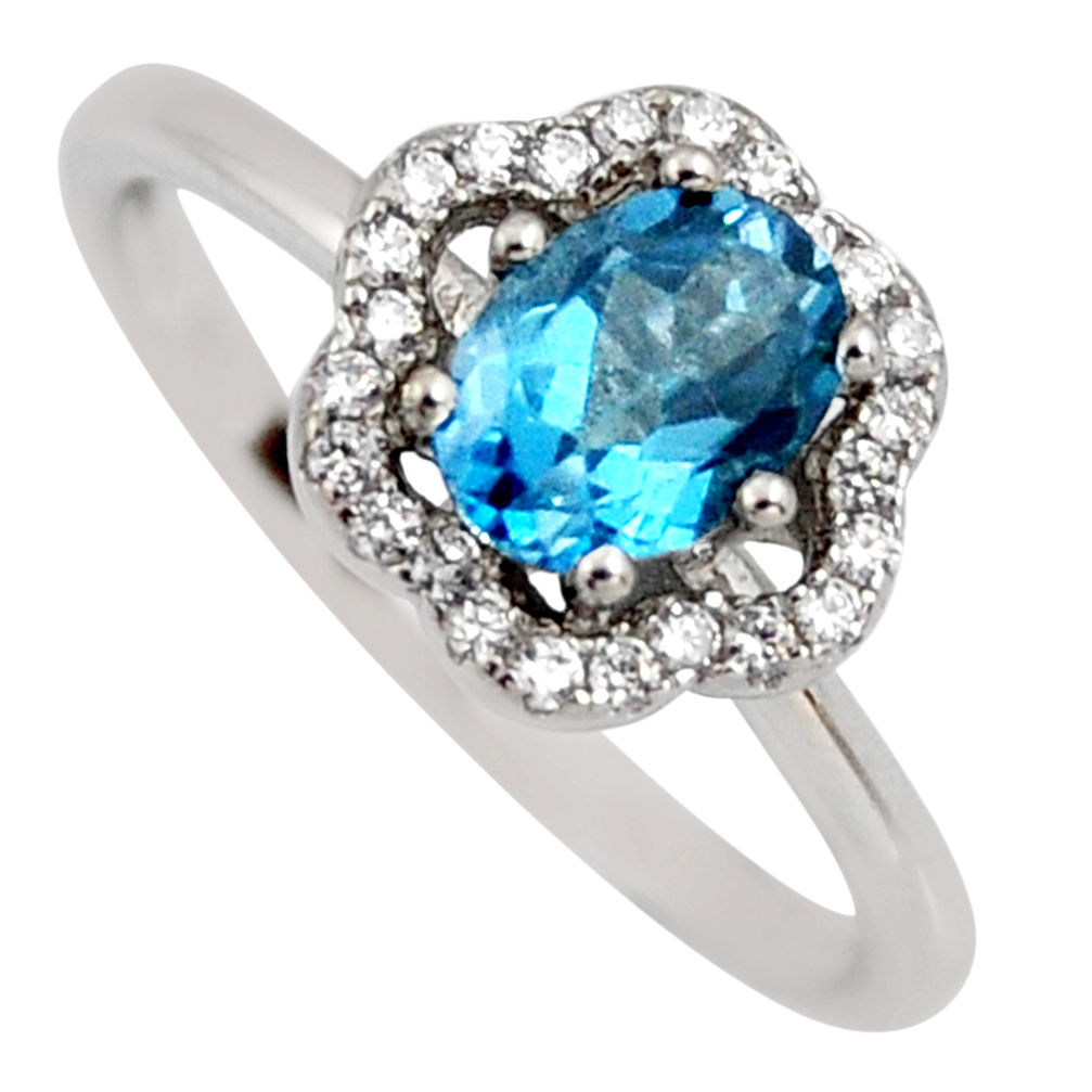 2.58cts london natural blue topaz cubic zirconia 925 silver ring size 7 r3934