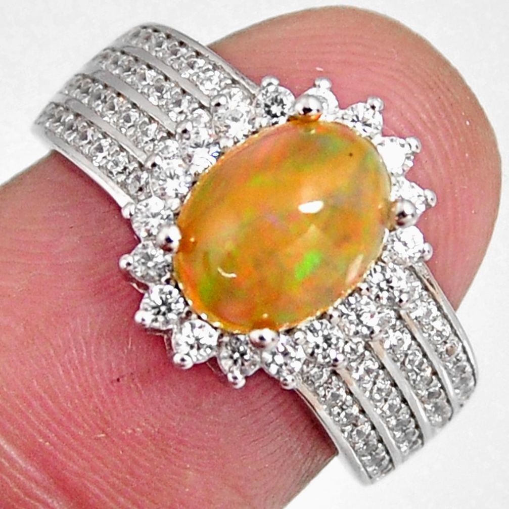 925 silver 4.30cts natural multi color ethiopian opal zircon ring size 6 r3944