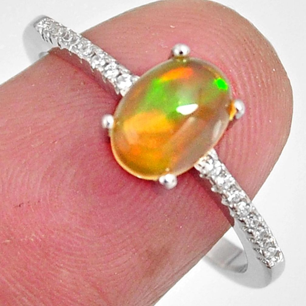 925 silver 2.59cts natural multi color ethiopian opal zircon ring size 8.5 r3952
