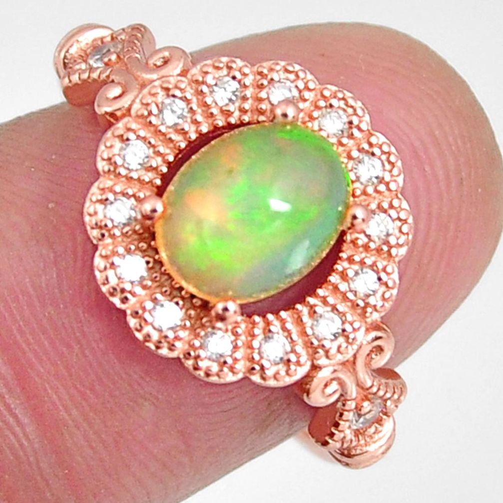 2.93cts natural multi color ethiopian opal 925 silver 14k gold ring size 7 r3961