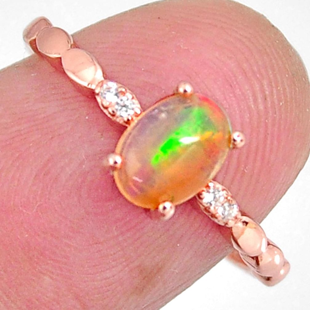 1.61cts natural multi color ethiopian opal 925 silver 14k gold ring size 7 r3967