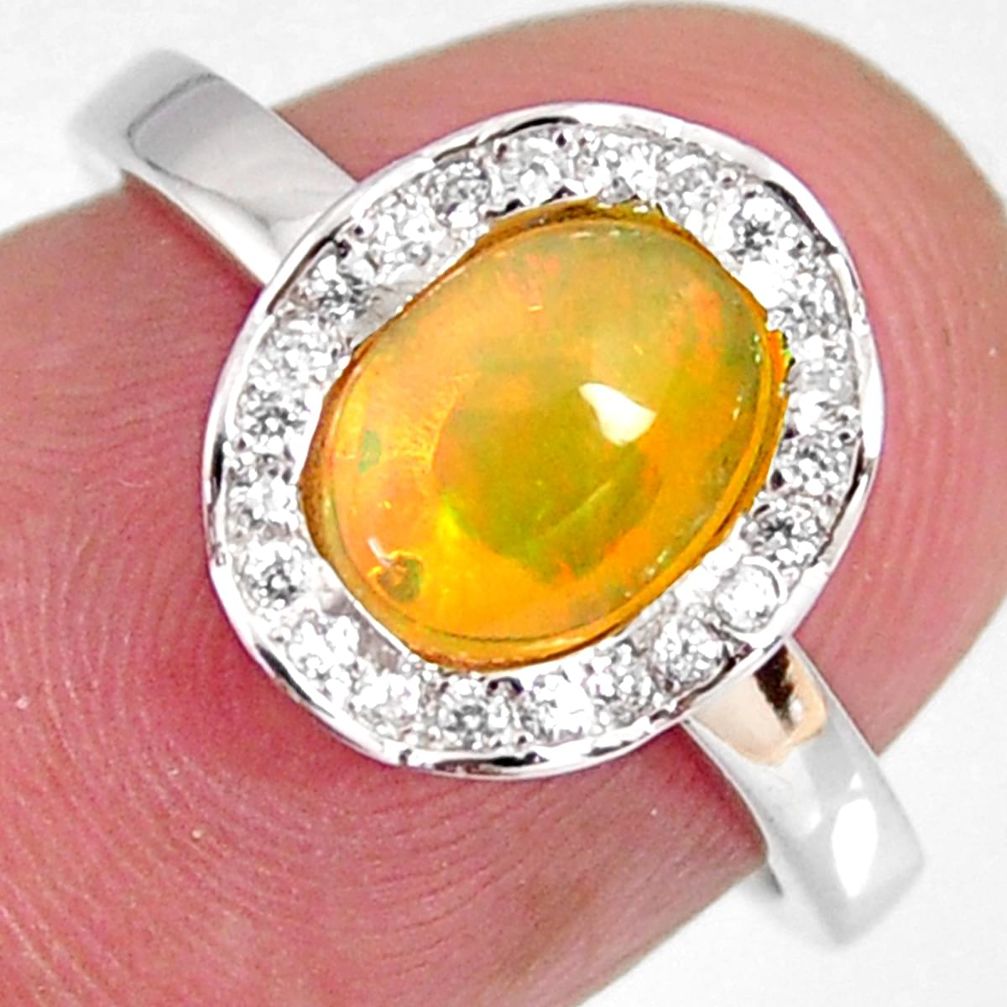 2.86cts natural multi color ethiopian opal zircon 925 silver ring size 6 r3970