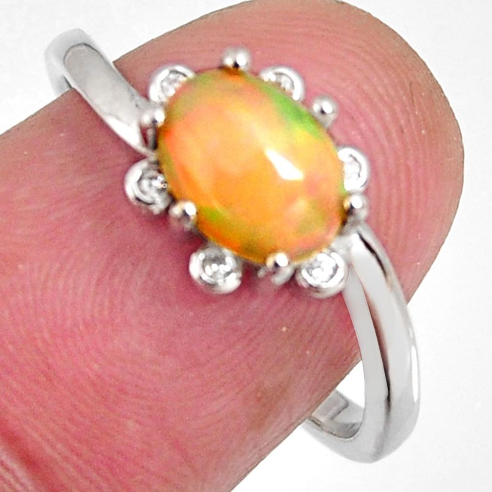 2.92cts natural multi color ethiopian opal zircon 925 silver ring size 8 r3974