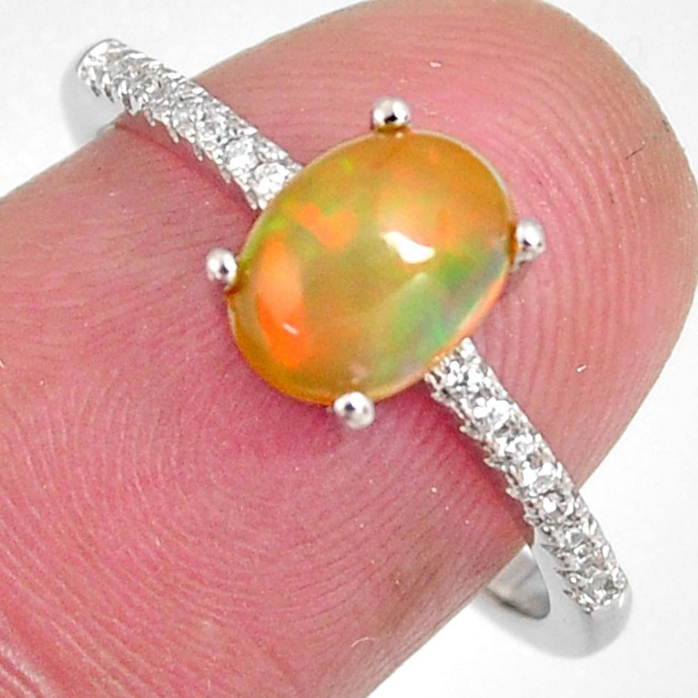 2.68cts natural multi color ethiopian opal zircon 925 silver ring size 7.5 r3979