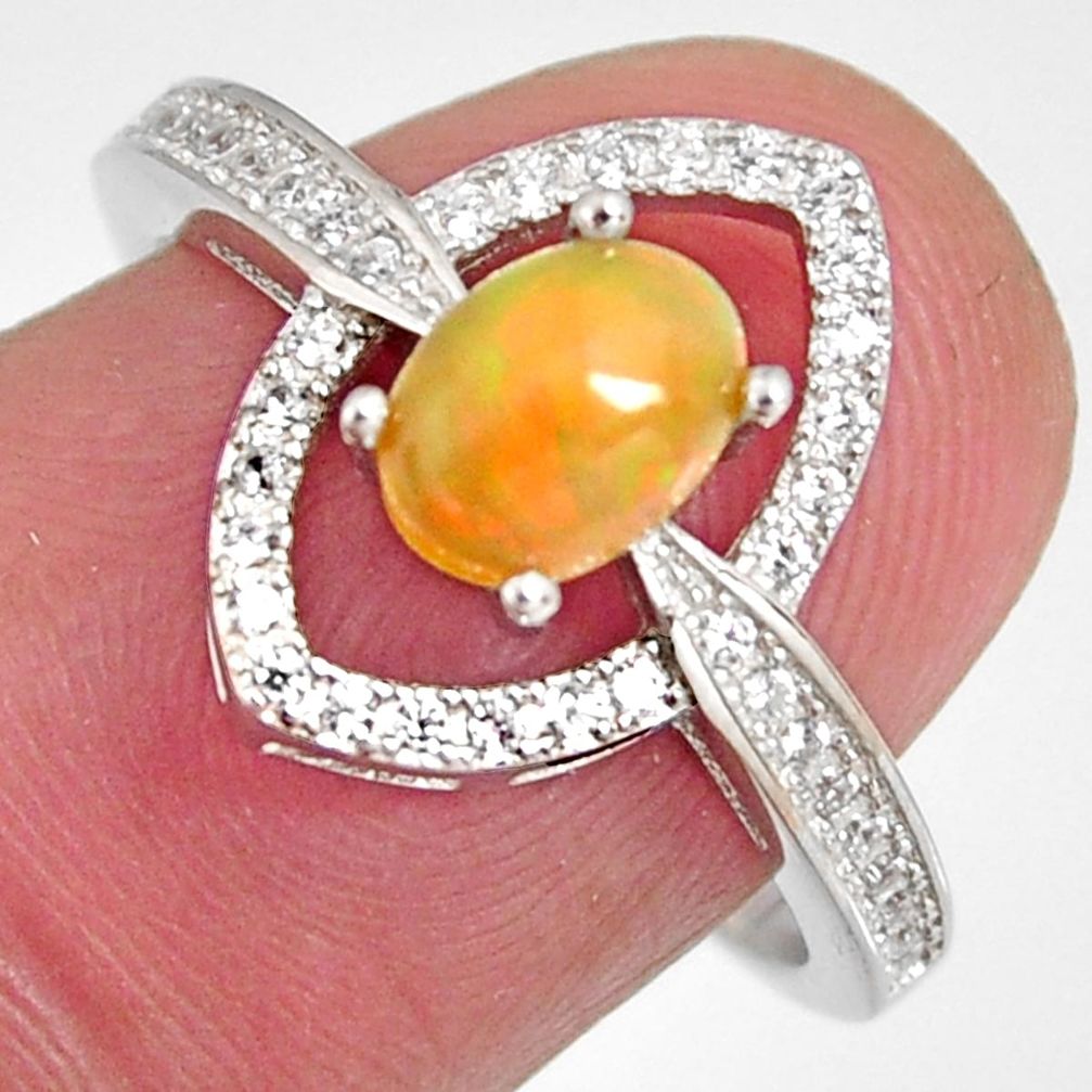 2.61cts natural multi color ethiopian opal zircon 925 silver ring size 7.5 r3980