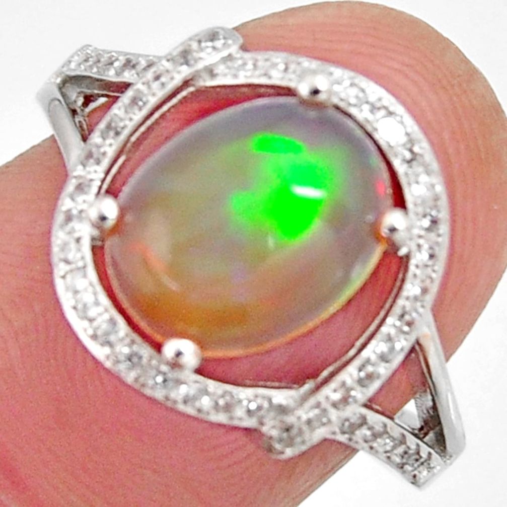 925 silver 4.22cts natural multi color ethiopian opal zircon ring size 7 r3989