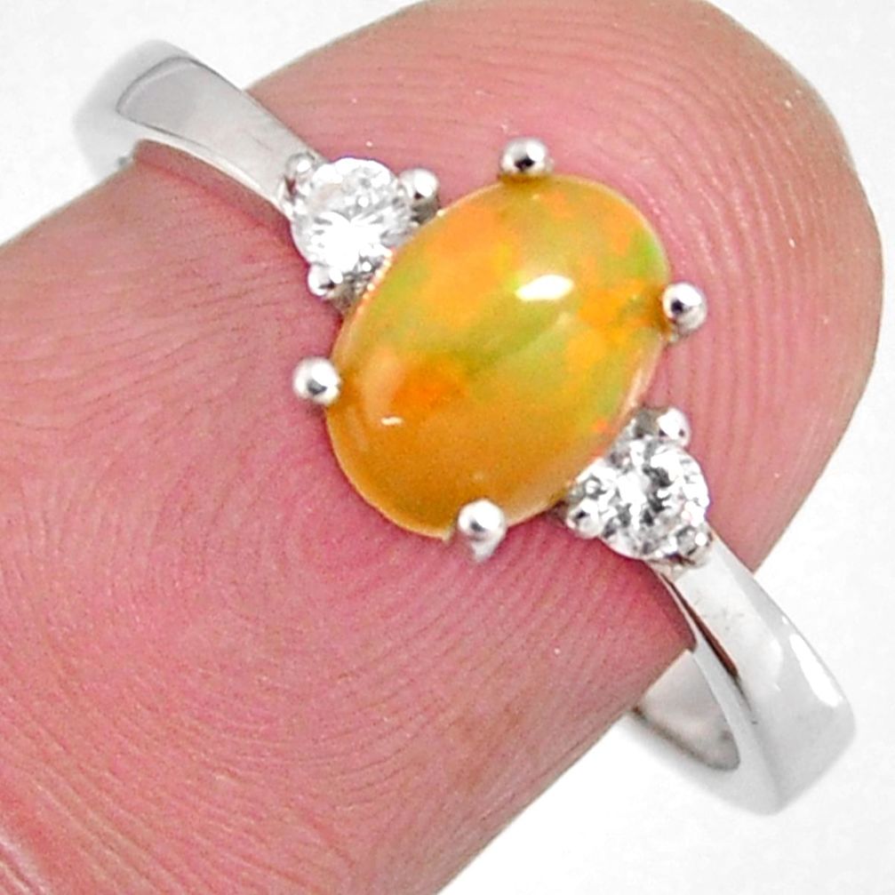 2.92cts natural multi color ethiopian opal zircon 925 silver ring size 8.5 r3995