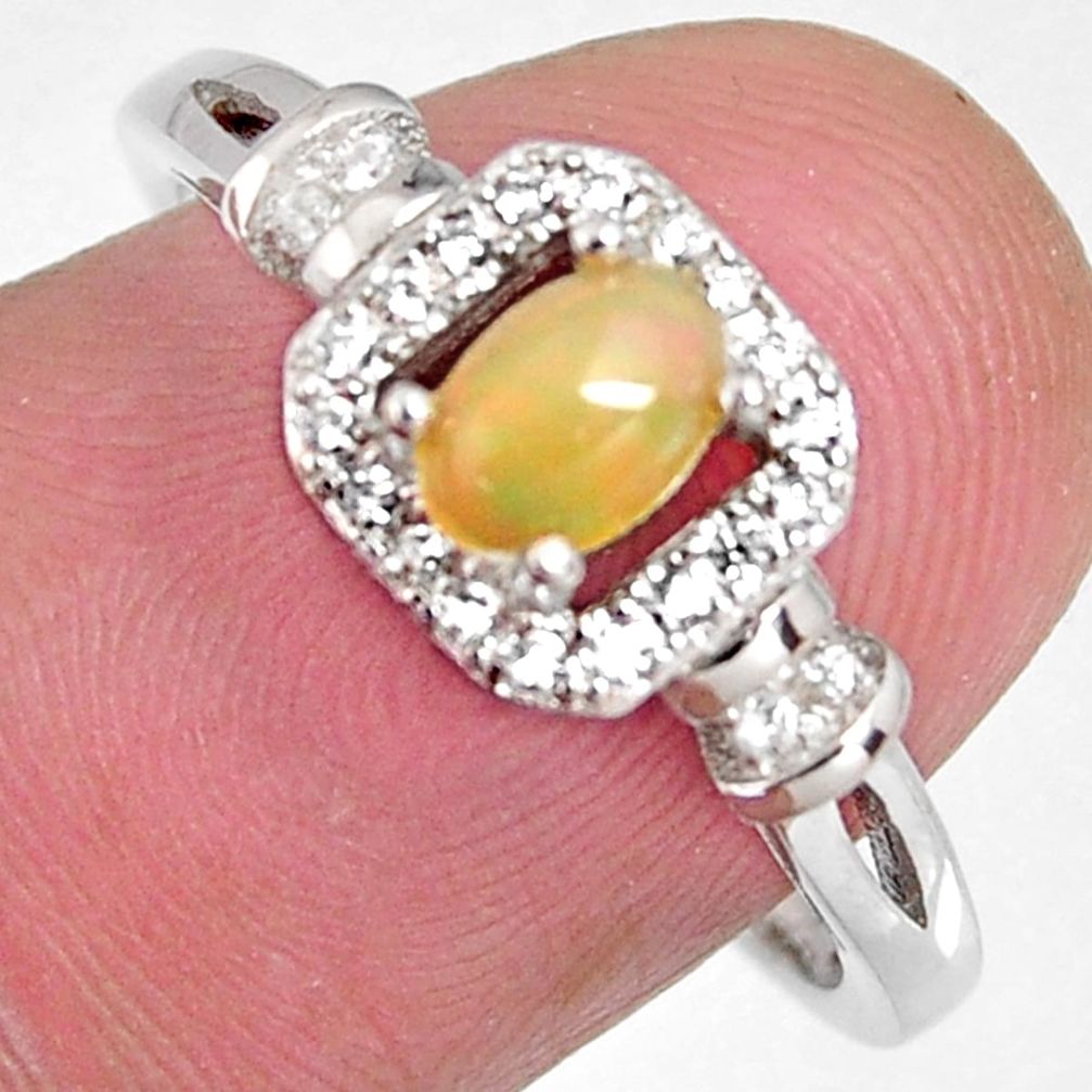 925 silver 1.63cts natural multi color ethiopian opal zircon ring size 8 r3999