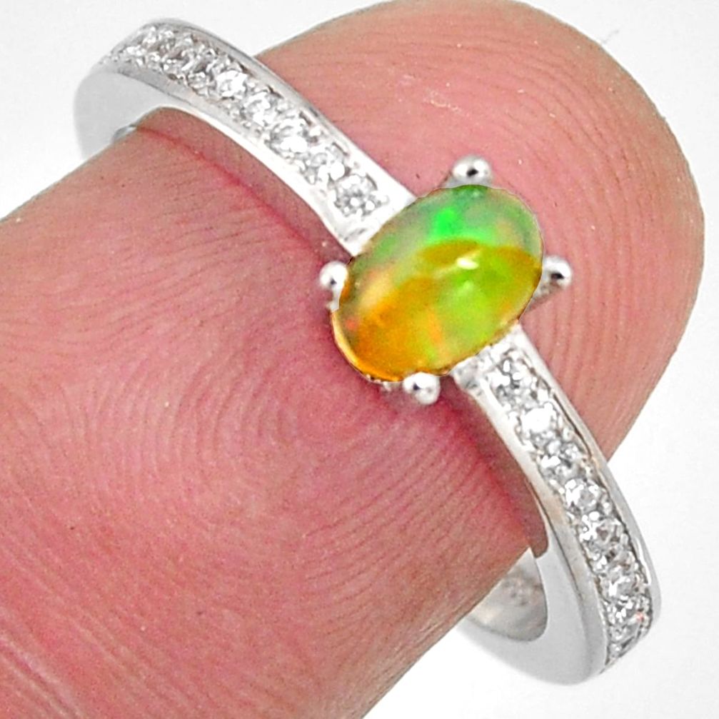 925 silver 1.72cts natural multi color ethiopian opal topaz ring size 7.5 r4019