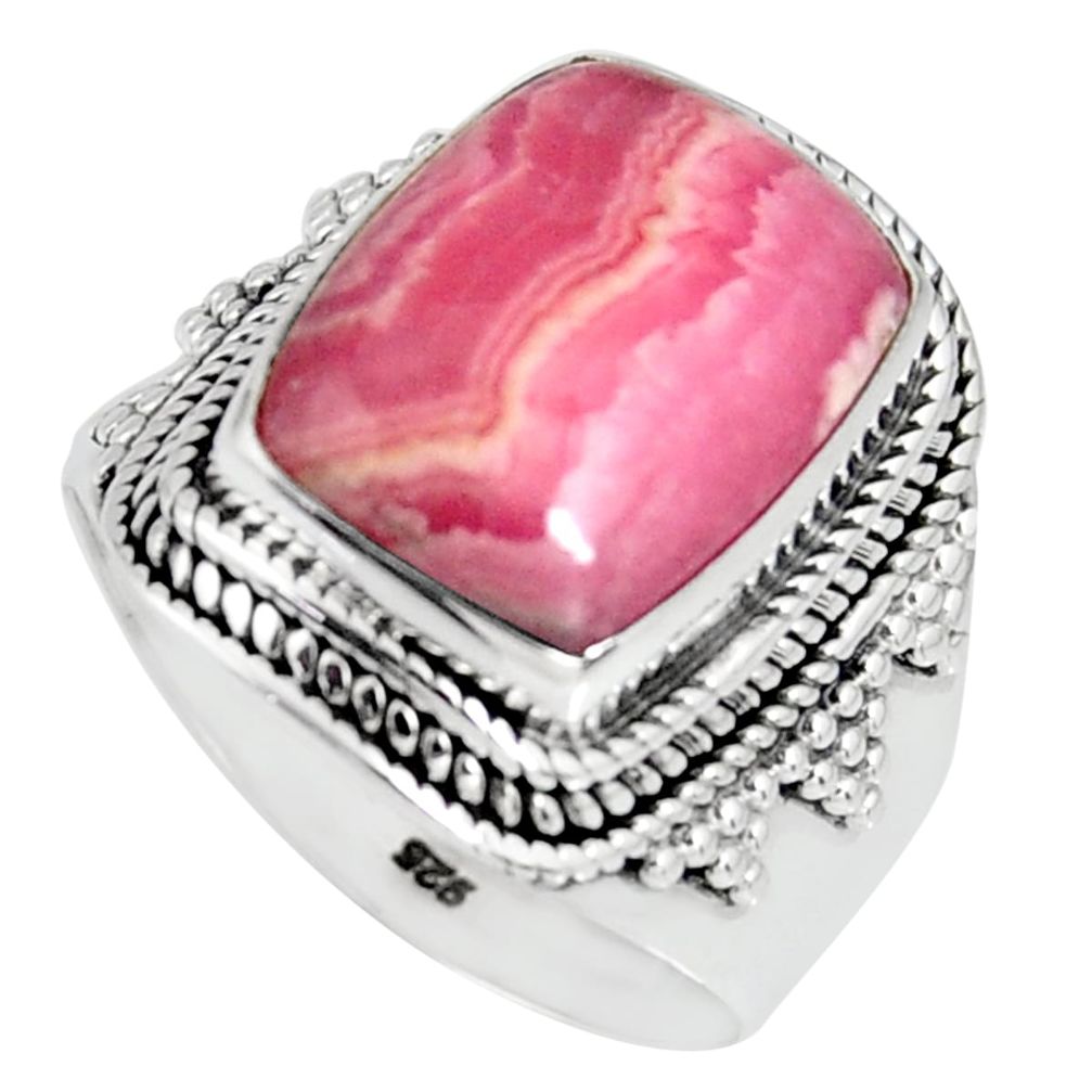 6.50cts natural rhodochrosite inca rose 925 silver solitaire ring size 8.5 r4123