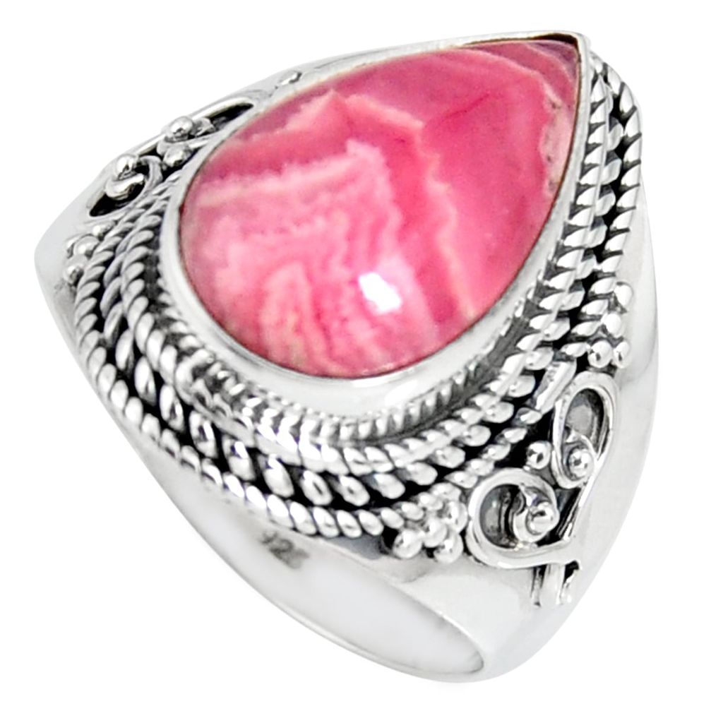 925 silver 8.07cts natural rhodochrosite inca rose solitaire ring size 9 r4124