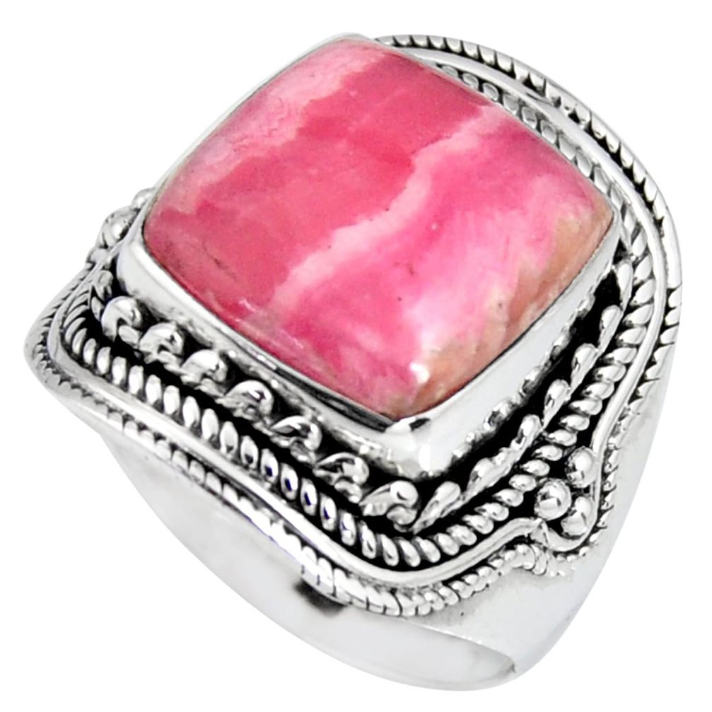 925 silver 9.12cts natural rhodochrosite inca rose solitaire ring size 9 r4128