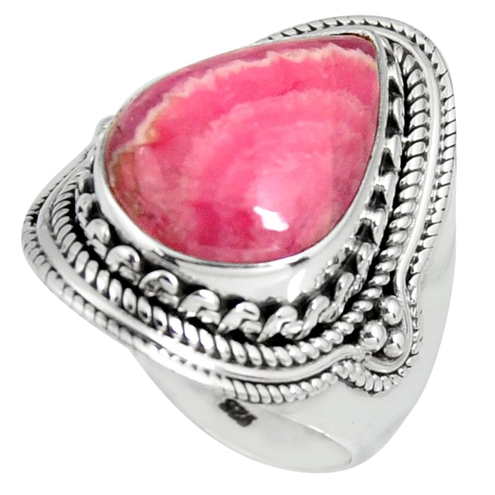 11.76cts natural rhodochrosite inca rose 925 silver solitaire ring size 8 r4129
