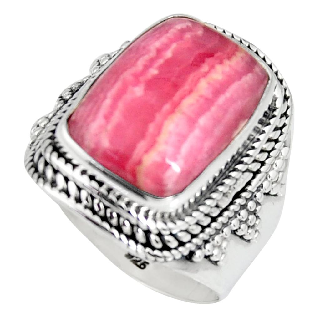 7.71cts natural rhodochrosite inca rose 925 silver solitaire ring size 8 r4131