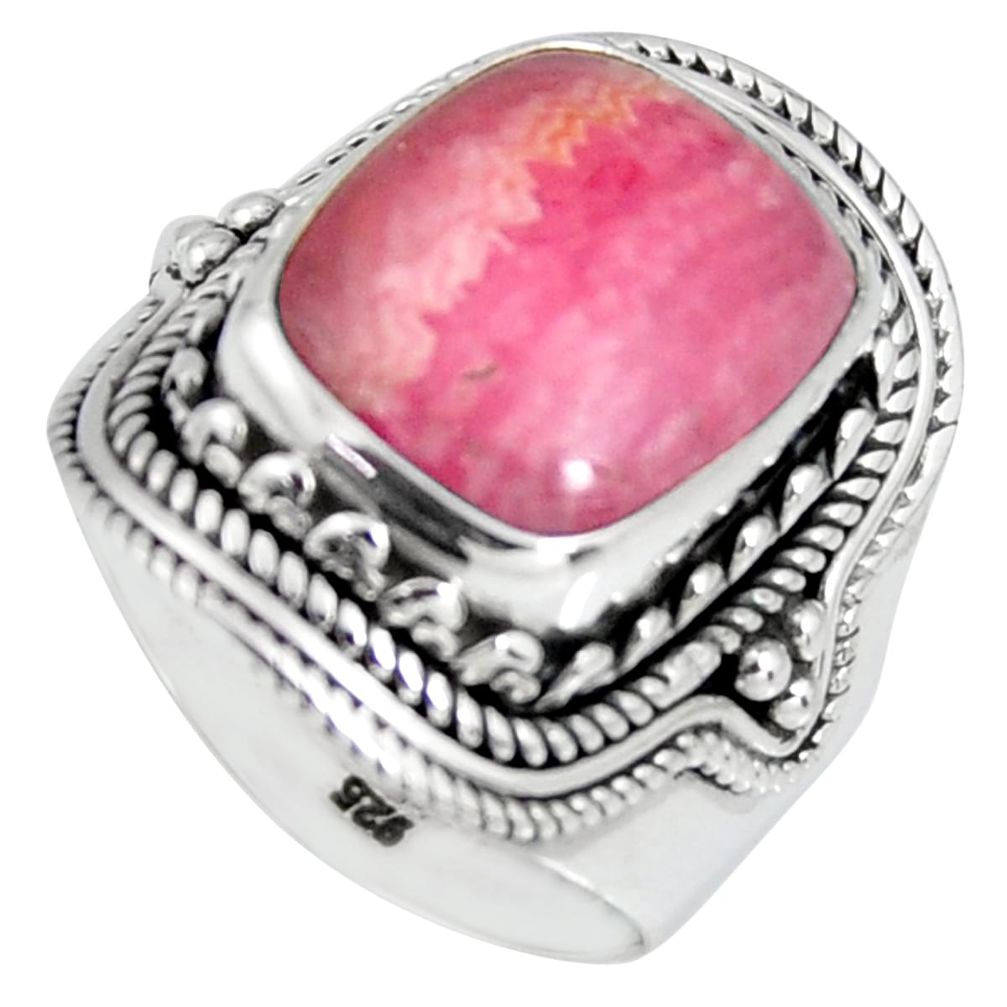 5.95cts natural rhodochrosite inca rose 925 silver solitaire ring size 7 r4133