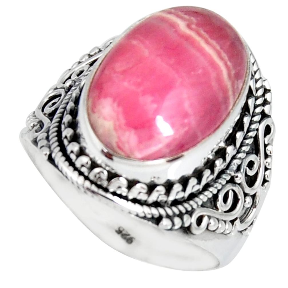 925 silver 10.22cts natural rhodochrosite inca rose solitaire ring size 8 r4138