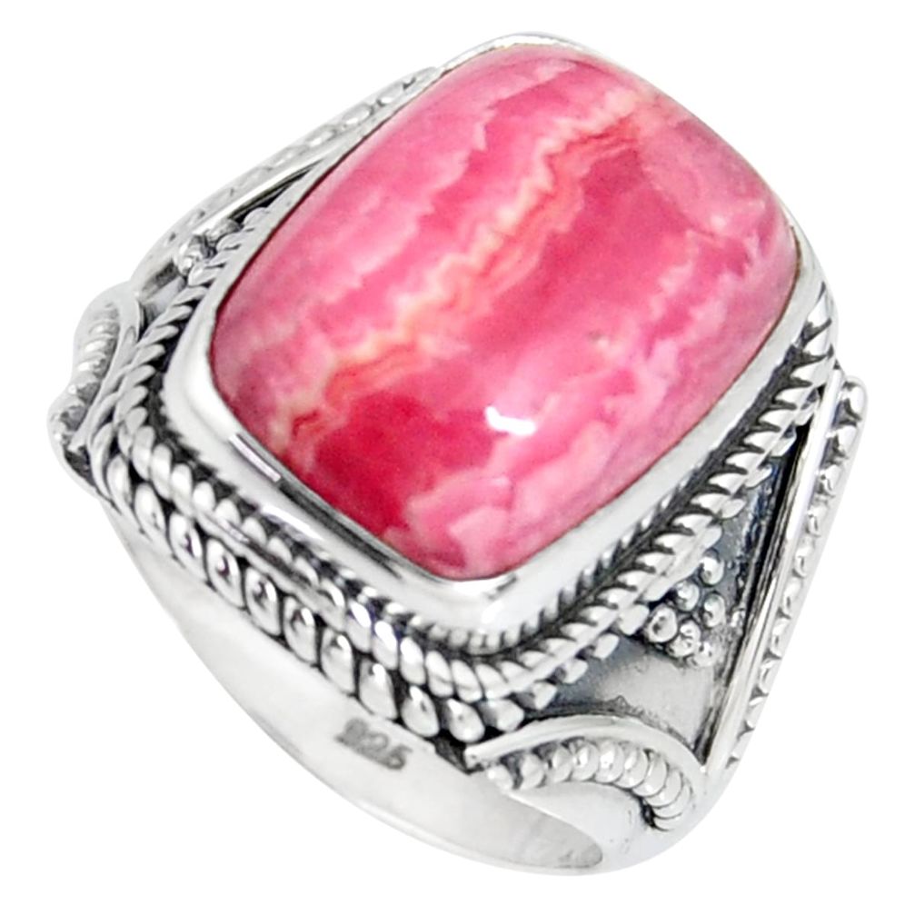 8.46cts natural rhodochrosite inca rose 925 silver solitaire ring size 7 r4145