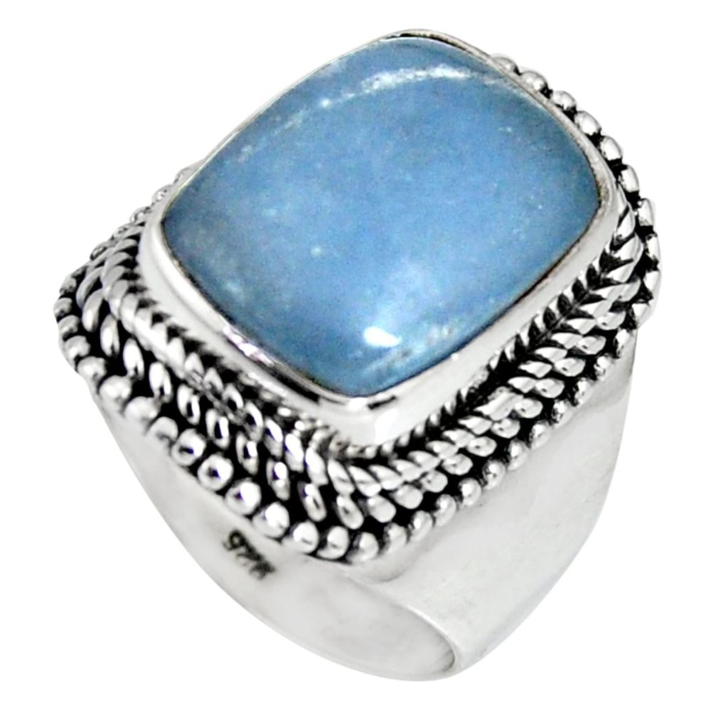 6.86cts natural blue angelite 925 silver solitaire ring jewelry size 7 r4161