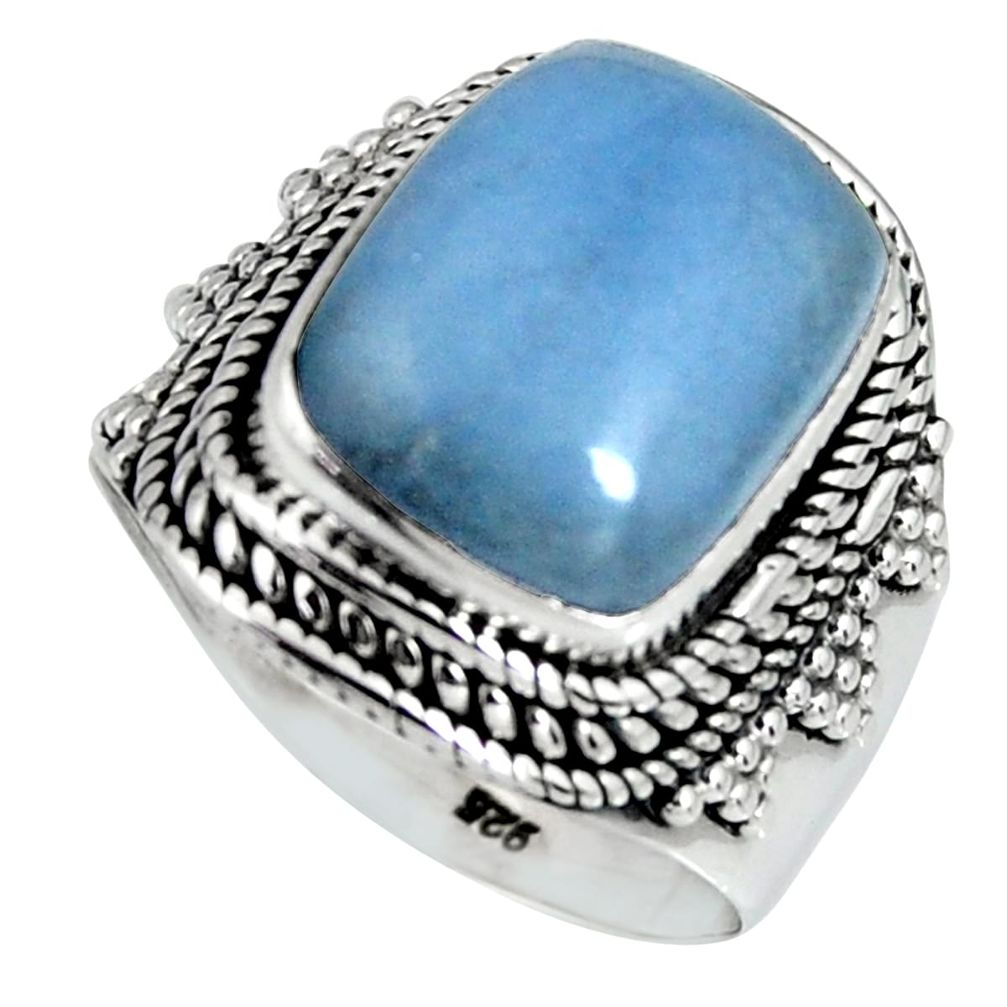 5.92cts natural blue angelite 925 silver solitaire ring jewelry size 7.5 r4163