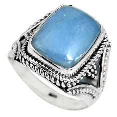8.21cts natural blue angelite 925 silver solitaire ring jewelry size 8 r4180