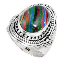 6.53cts natural rainbow calsilica 925 silver solitaire ring size 7 r4215