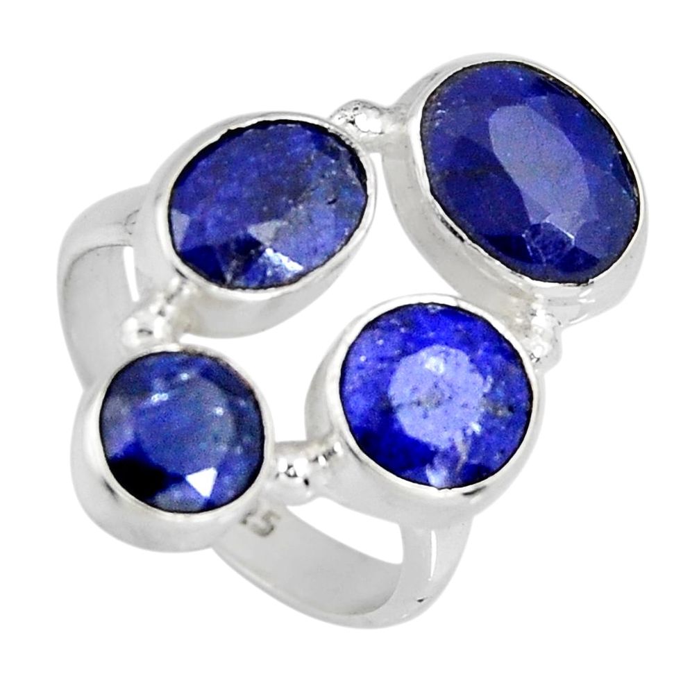 8.14cts natural blue sapphire 925 sterling silver ring jewelry size 6.5 r4445