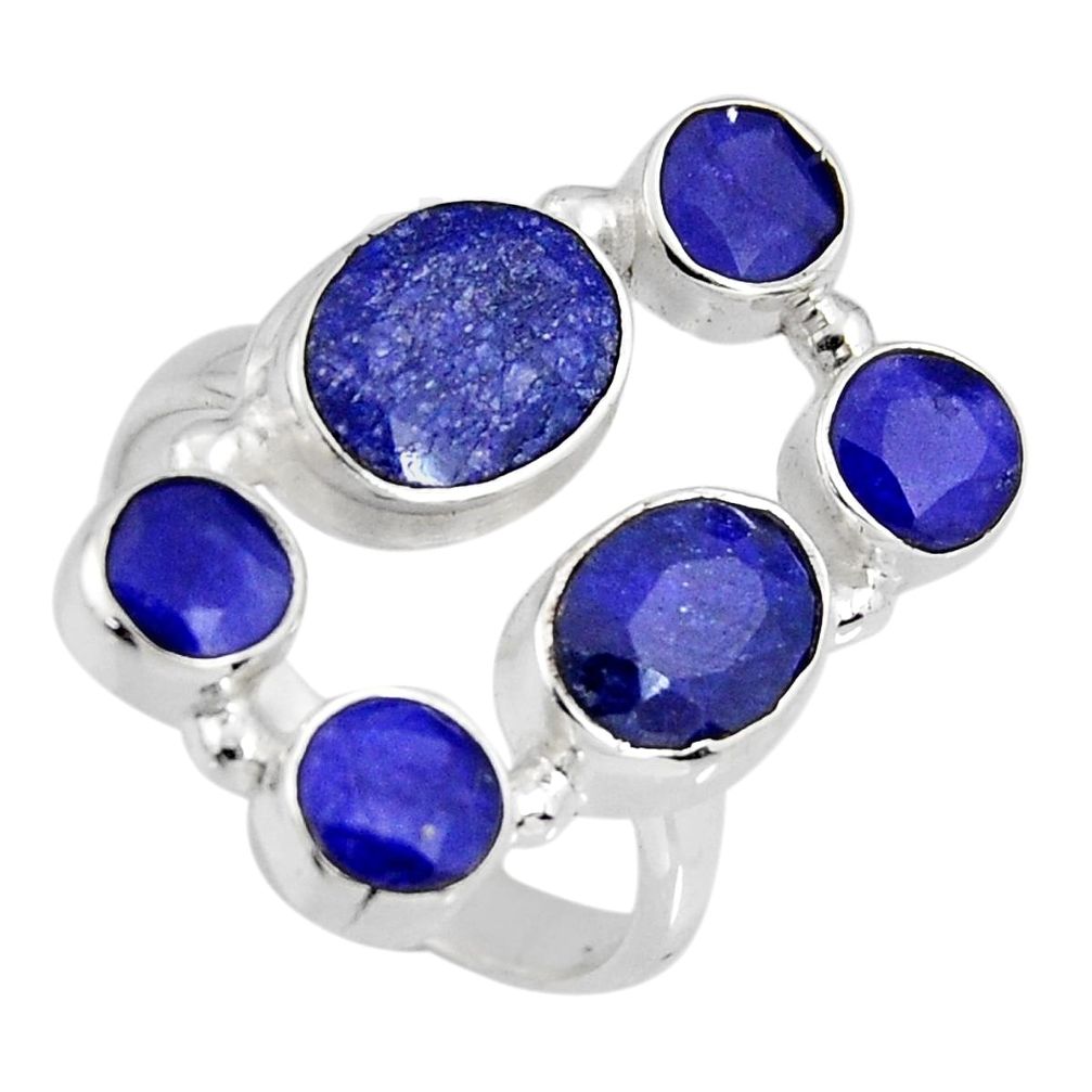 8.96cts natural blue sapphire 925 sterling silver ring jewelry size 8 r4446