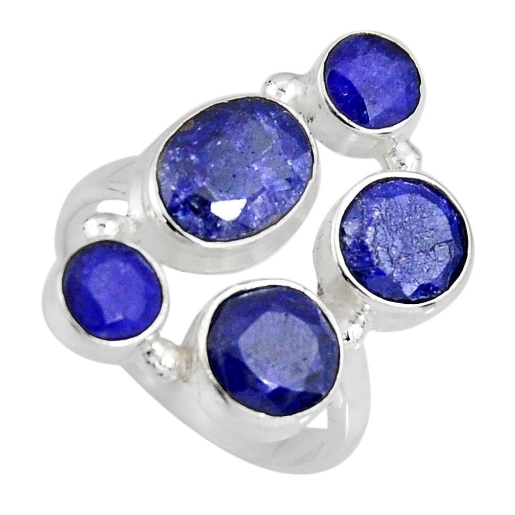 8.96cts natural blue sapphire 925 sterling silver ring jewelry size 8 r4449